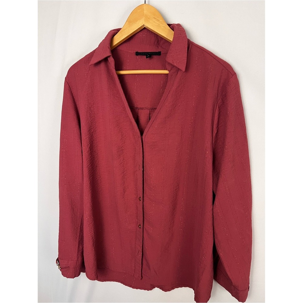 COMO BLACK Women's Button Down‎ Shirt Size Large